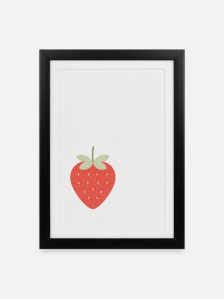 Illustration de fraise radieuse - Affiche encadrée (27 × 37 cm) - noir