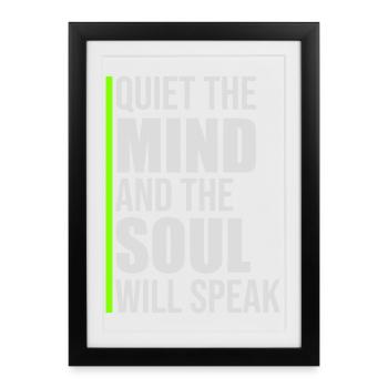 Quiet The Mind And The Soul Will Speak Ruhe Spruch - Framed poster (27 × 37 cm) - black - Front