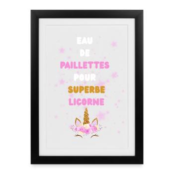 Créatures Fantastiques - Eau de Paillettes Licorne - Affiche encadrée (27 × 37 cm) - noir - Devant
