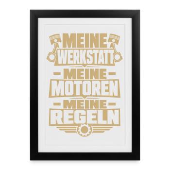 Bester Mechaniker Spruch Werkstatt Chef - Gerahmtes Poster (27 × 37 cm) - Schwarz - Vorne