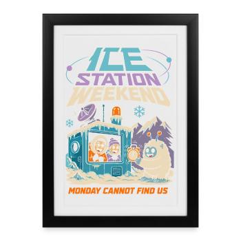 Eisstation Wochenende Winter Humor - Affiche encadrée (27 × 37 cm) - noir - Devant