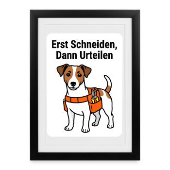 Erst Schneiden Dann Urteilen Gärtner Shirt - Gerahmtes Poster (27 × 37 cm) - Schwarz - Vorne