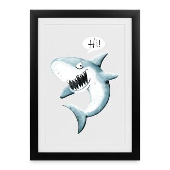 Cool Hi Hai I shark cartoon - Framed poster (27 × 37 cm) - black - Front