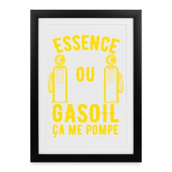 Essence ou Gasoil ça me pompe - Affiche encadrée (27 × 37 cm) - noir - Devant