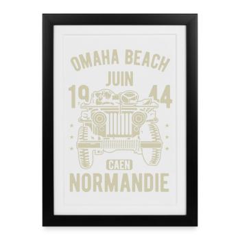 Omaha Beach Juin 1944 Caen Normandie - Affiche encadrée (27 × 37 cm) - noir - Devant