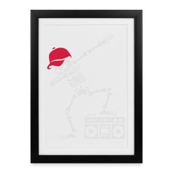 Dab dabbing skeleton boombox - Ghetto blaster - Affiche encadrée (27 × 37 cm) - noir - Devant