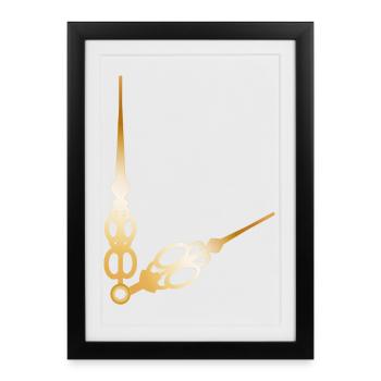 golden big and small clock hands - Framed poster (27 × 37 cm) - black - Front