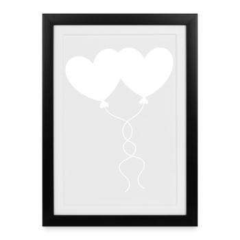 white heart white gift valentine's day - Framed poster (27 × 37 cm) - black - Front