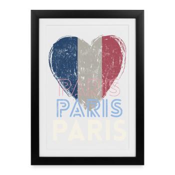 Badge retro, Paris France est ma ville natale - Affiche encadrée (27 × 37 cm) - noir - Devant