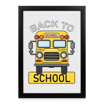 Back to school School start school bus - Framed poster (27 × 37 cm) - black - Front