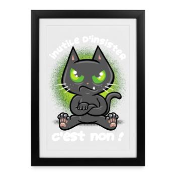 Chat têtu - Affiche encadrée (27 × 37 cm) - noir - Devant