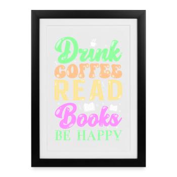 Read coffee books - Framed poster (27 × 37 cm) - black - Front