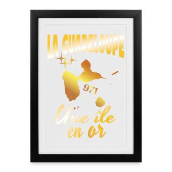 La Guadeloupe une ile en or - Affiche encadrée (27 × 37 cm) - noir - Devant