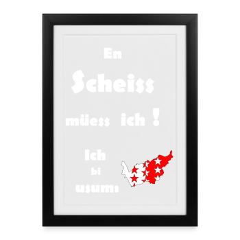 Wappen Wallis - Gerahmtes Poster (27 × 37 cm) - Schwarz - Vorne