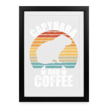 Motif animalier du zoo de Capybara - Affiche encadrée (27 × 37 cm) - noir - Devant