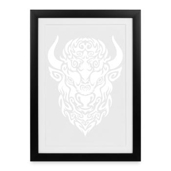 Bison blanc - Affiche encadrée (27 × 37 cm) - noir - Devant