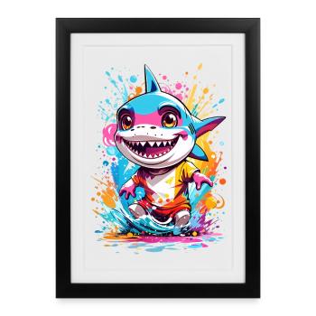 Requin - Affiche encadrée (27 × 37 cm) - noir - Devant