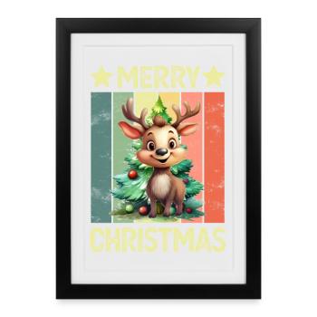 Joyeux renne de Noël - Affiche encadrée (27 × 37 cm) - noir - Devant
