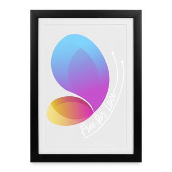 Frei durch Liebe Gradient Schmetterling - Gerahmtes Poster (27 × 37 cm) - Schwarz - Vorne