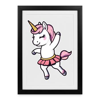 Unicorn dancing ballerina - Framed poster (27 × 37 cm) - black - Front