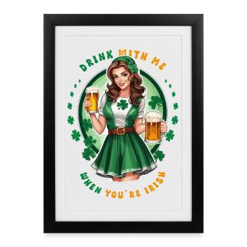 Drink with me if you're Irish - Framed poster (27 × 37 cm) - black - Front