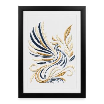 T-shirt Broderie Phénix Doré - Affiche encadrée (27 × 37 cm) - noir - Devant