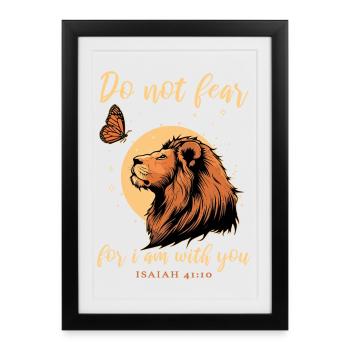 Lion, Butterfly, Bible Verse, Christian - Framed poster (27 × 37 cm) - black - Front