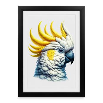 Perroquet cacatoès - Affiche encadrée (27 × 37 cm) - noir - Devant