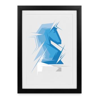 Origami Chess Horse Chess Player Club Abstract - Framed poster (27 × 37 cm) - black - Front