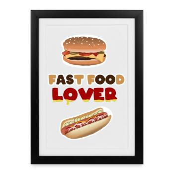 Motif de l’amoureux de la restauration rapide - Affiche encadrée (27 × 37 cm) - noir - Devant