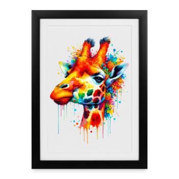 Giraffe - Framed poster (27 × 37 cm) - black - Front