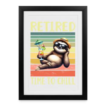 Retraité Retraité paresseux - Affiche encadrée (27 × 37 cm) - noir - Devant