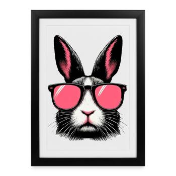 Rabbit with Sunglasses - Framed poster (27 × 37 cm) - black - Front