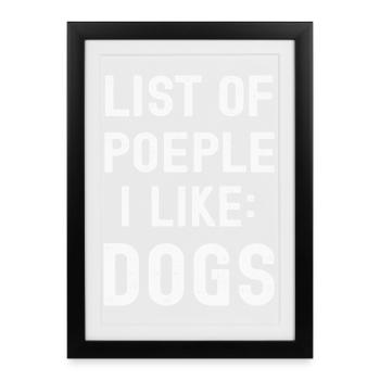 Chien Chiens - Affiche encadrée (27 × 37 cm) - noir - Devant
