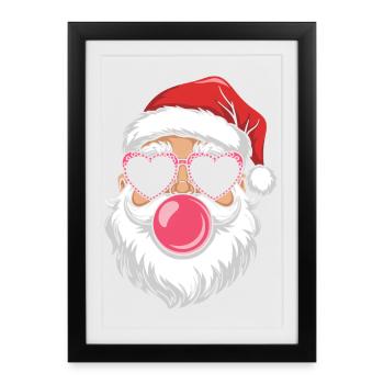 Cool Père Noël Tendance Drôle - Affiche encadrée (27 × 37 cm) - noir - Devant
