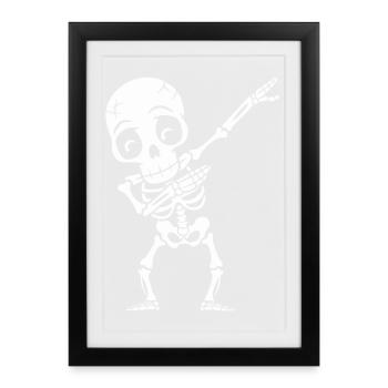 Squelette de dabbing - Affiche encadrée (27 × 37 cm) - noir - Devant