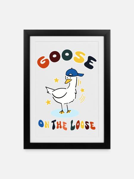 goose on the loose - Framed poster (27 × 37 cm) - black