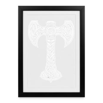 Mjöllnir symbole viking - Affiche encadrée (27 × 37 cm) - noir - Devant