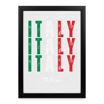 Drapeau de l’Italie, fierté italienne - Affiche encadrée (27 × 37 cm) - noir - Devant
