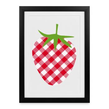 Strawberry Mother's Day Plaid Fruit Fruit Plaid Sweet - Framed poster (27 × 37 cm) - black - Front