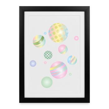 Colorful Pastel Marbles – Playful Ball Design - Framed poster (27 × 37 cm) - black - Front