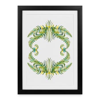 Kaleidoscope ornament of green fern leaves - Framed poster (27 × 37 cm) - black - Front