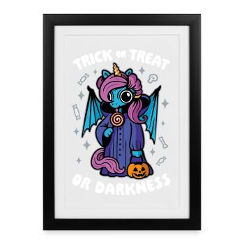 Dark Cute Unicorn - Trick or Treat or Darkness - Framed poster (27 × 37 cm) - black - Front