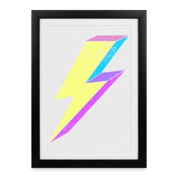 Bright lightning design with pastel colors 80s - Framed poster (27 × 37 cm) - black - Front