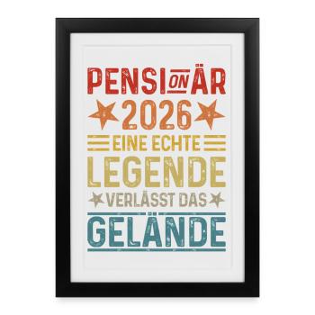 Retraité 2026 : Une légende quitte le site - Affiche encadrée (27 × 37 cm) - noir - Devant