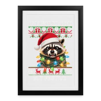 Raton laveur - Surstimulé mais festif - Affiche encadrée (27 × 37 cm) - noir - Devant
