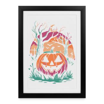 Citrouille Enchantée d Automne - Affiche encadrée (27 × 37 cm) - noir - Devant