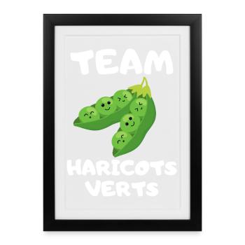 Food Humor Green Bean Vegetable Team Bean - Framed poster (27 × 37 cm) - black - Front