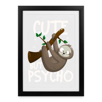 Paresseux mignon mais psychopathe fou - Affiche encadrée (27 × 37 cm) - noir - Devant