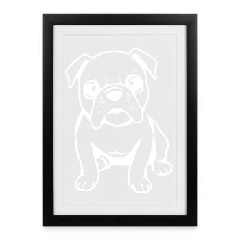 Bulldog chien T-shirt Chien Chemise Cadeau - Affiche encadrée (27 × 37 cm) - noir - Devant